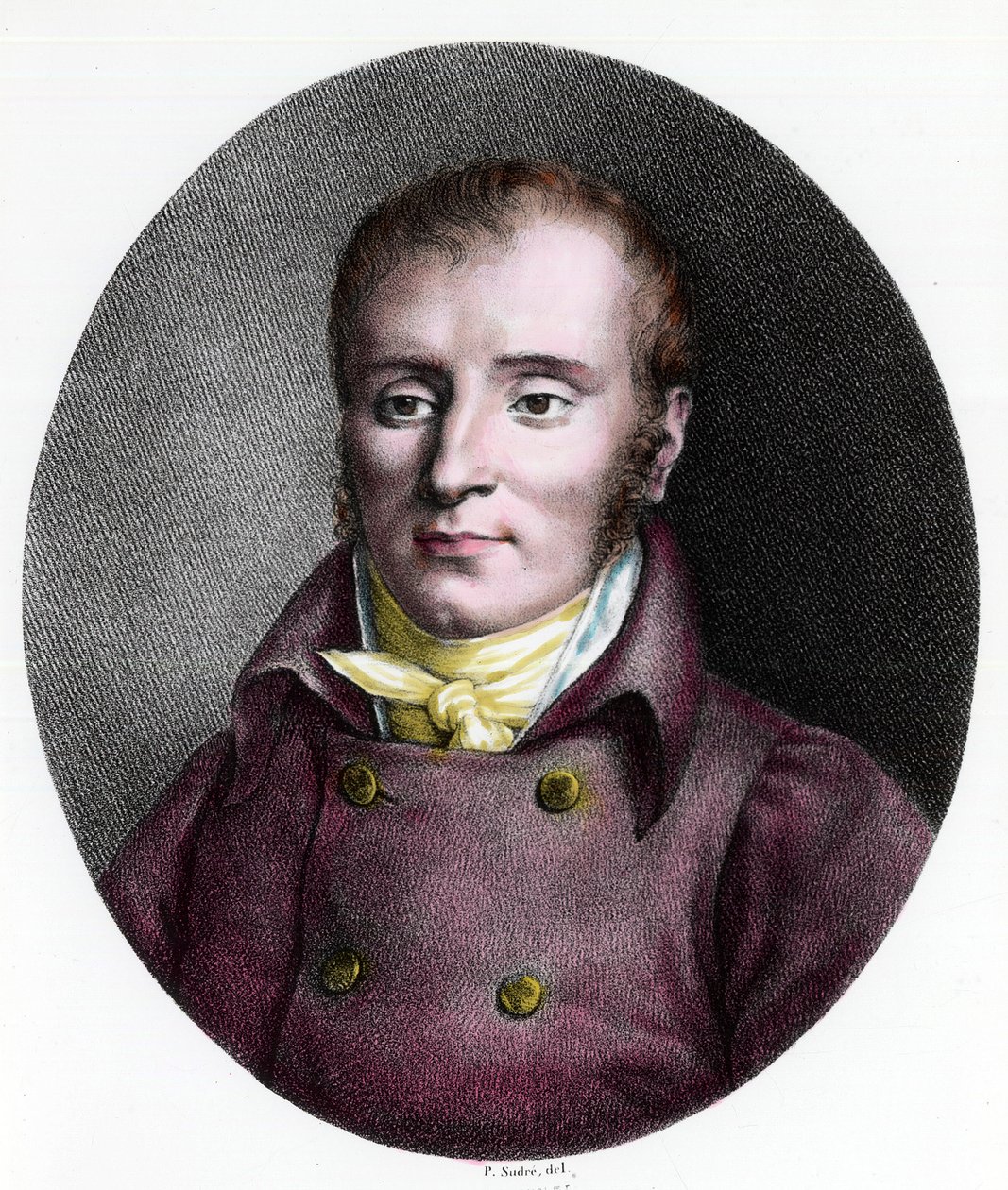 Porträtt av Francois Xavier Bichat (1771 - 1802), fransk läkare. Gravyr av 1700-talet. Privat samling. av Unknown artist