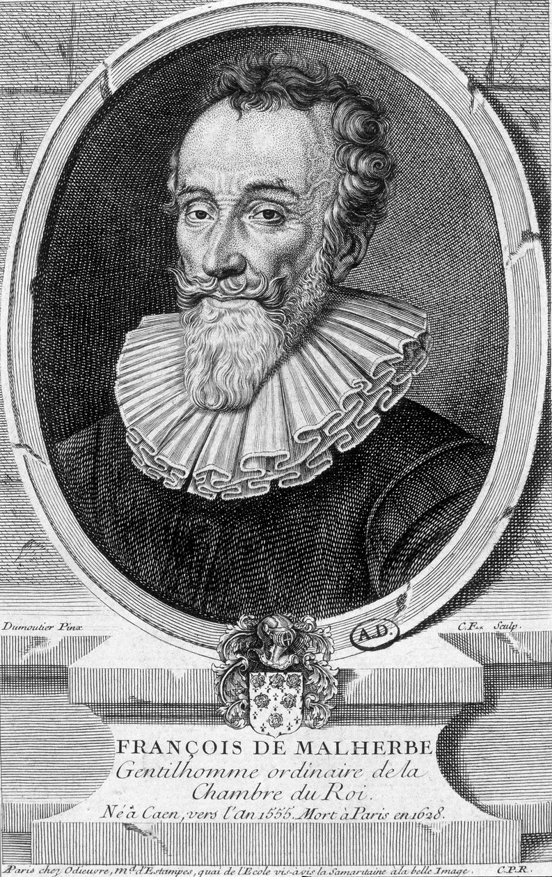 Porträtt av François Malherbe, fransk poet (1555-1628) - gravyr av Unknown artist