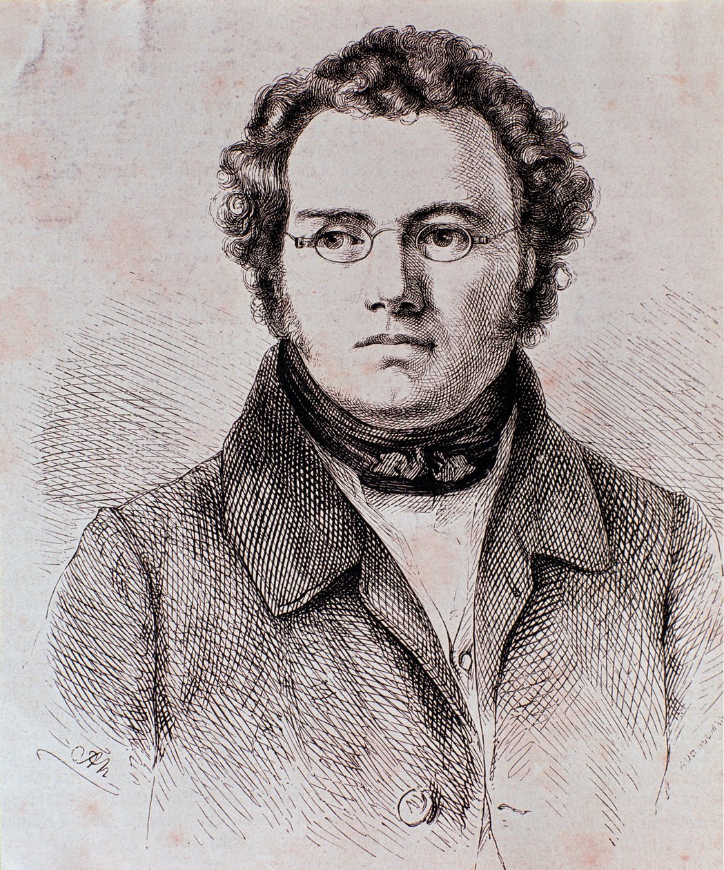 Porträtt av Franz Schubert (gravyr) av Unknown artist