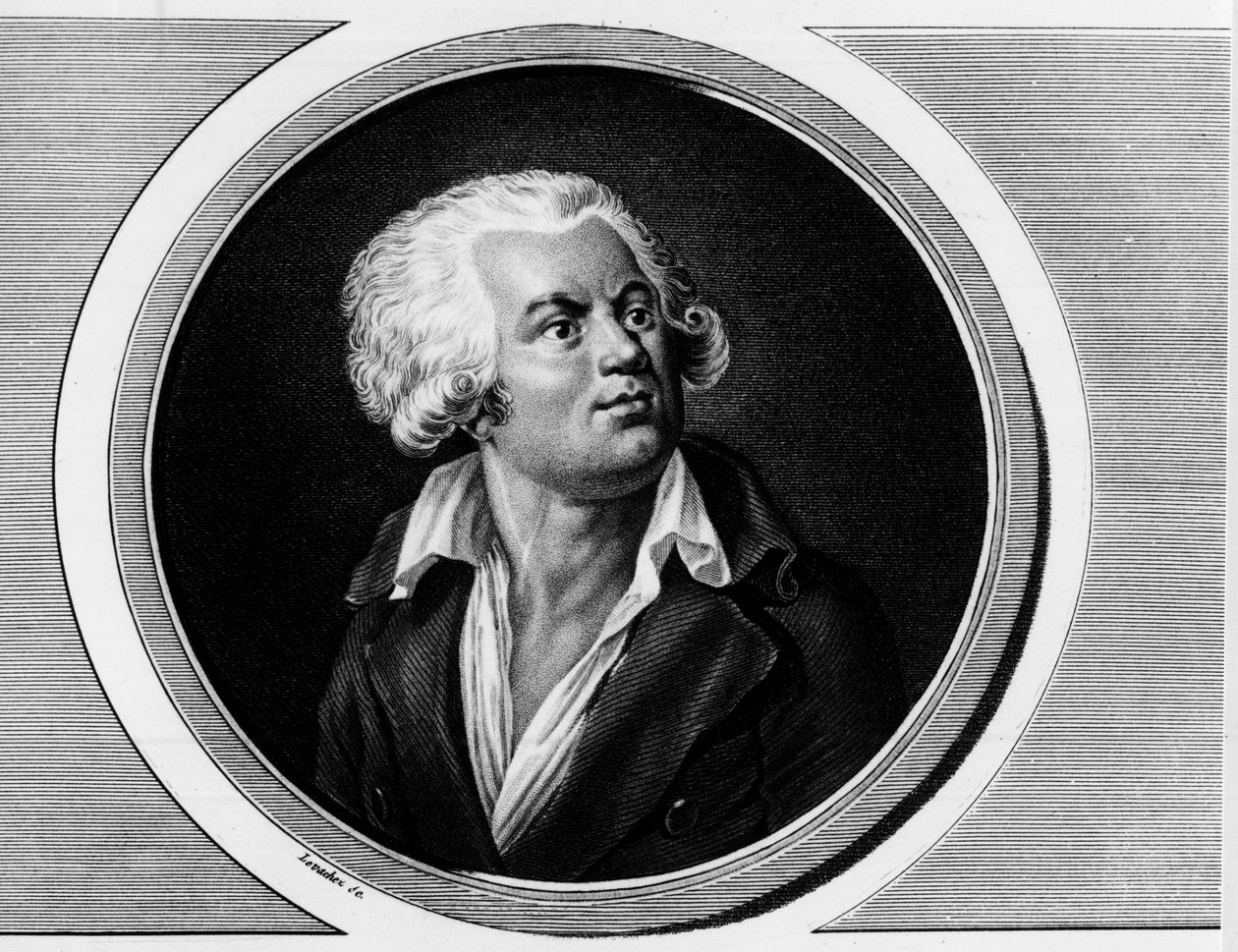 Porträtt av Georges Jacques Danton, konventionell advokat (1759-1794). Gravyr i "" Komplett samling av historiska målningar från den franska revolutionen, i tre volymer.""" 1804. av Unknown artist