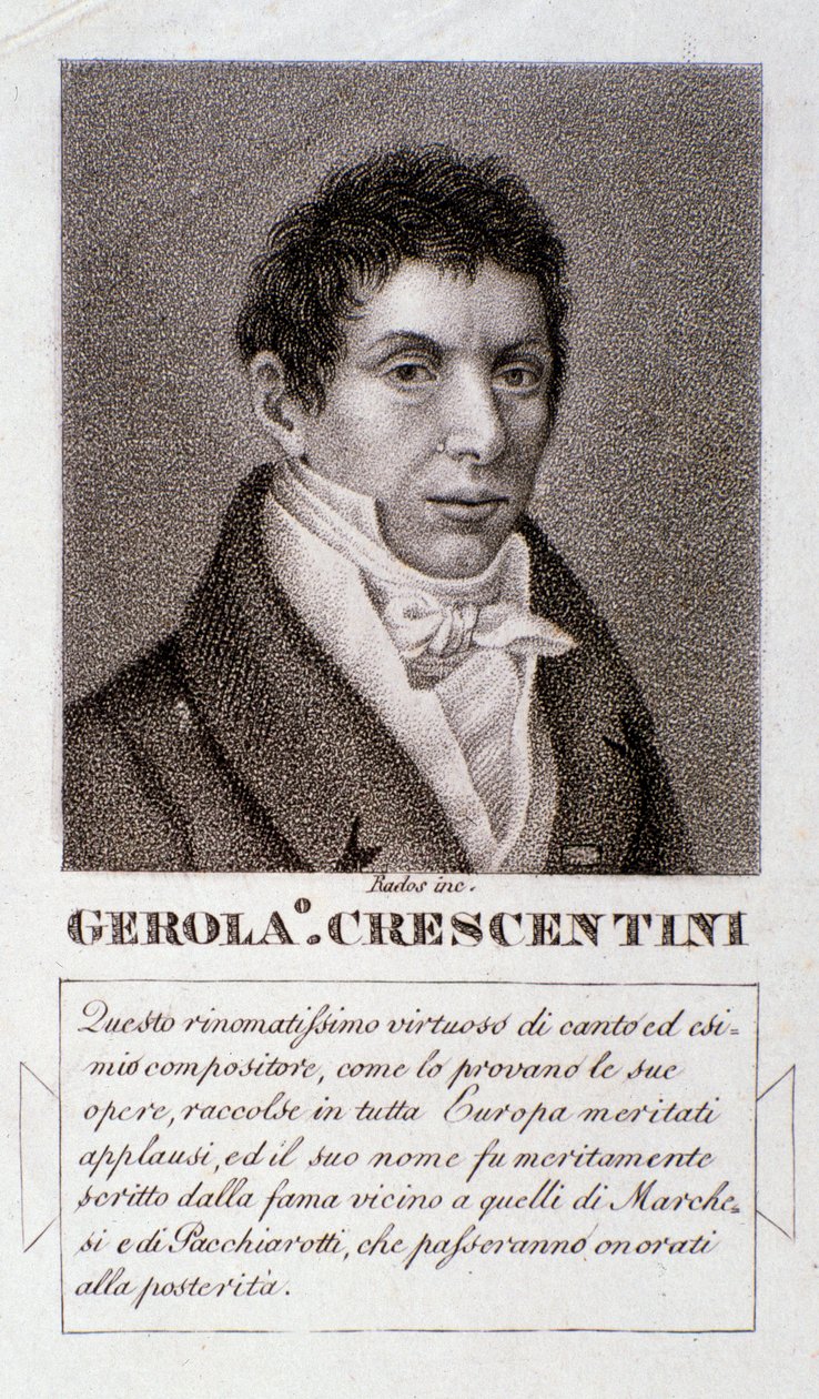 Porträtt av Girolamo Crescentini (gravyr) av Unknown artist