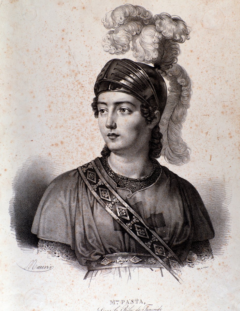 Porträtt av Giuditta Pasta i Tancredi, verk av Gioacchino Rossini av Unknown artist