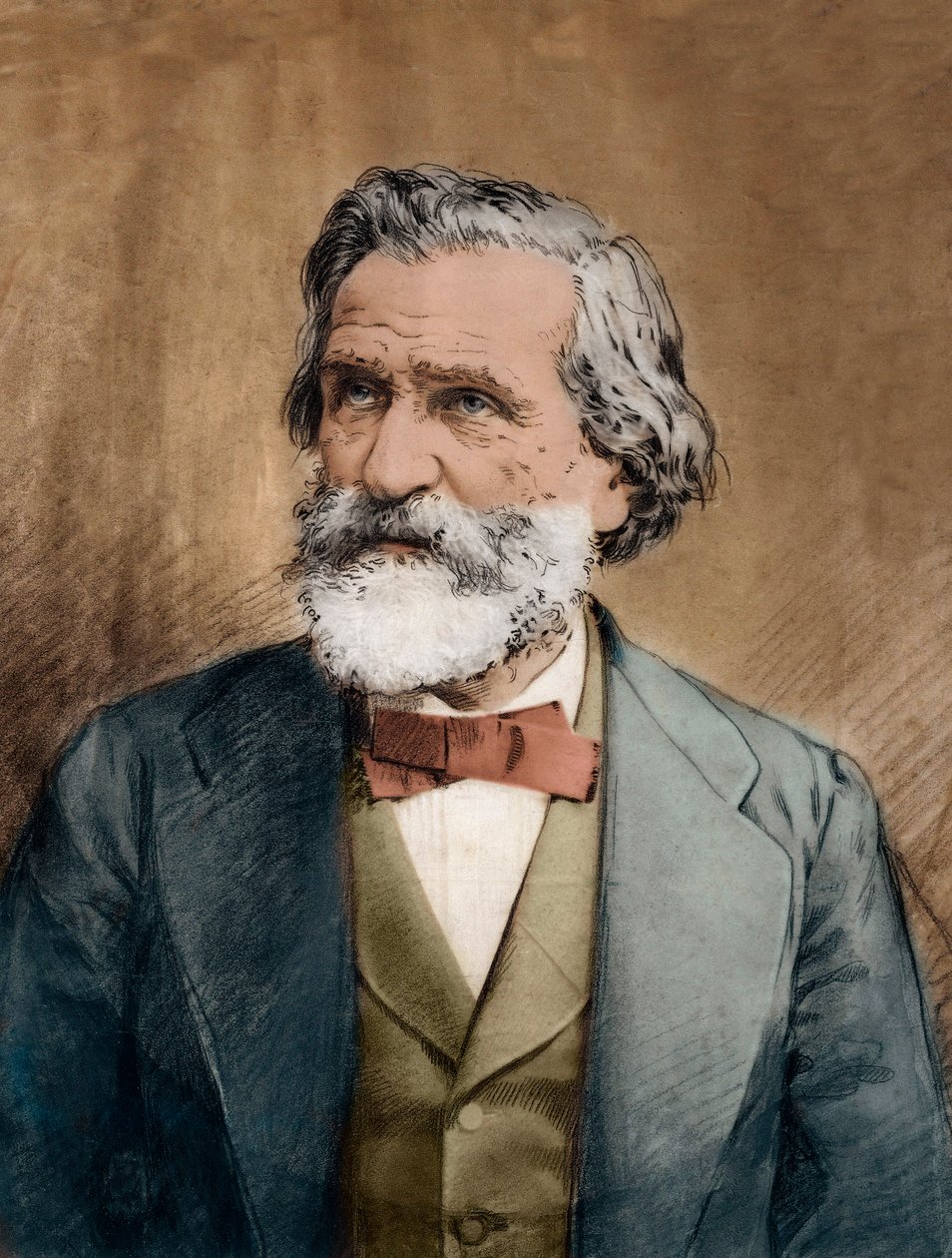 Porträtt av Giuseppe Verdi - Porträtt av den italienska kompositören Giuseppe Verdi (1813 - 1901) cirka 1887 av Unknown artist