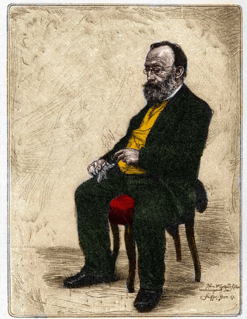 Porträtt av Gottfried Keller (1819-1890), tysktalande schweizisk författare och poet. av Unknown artist