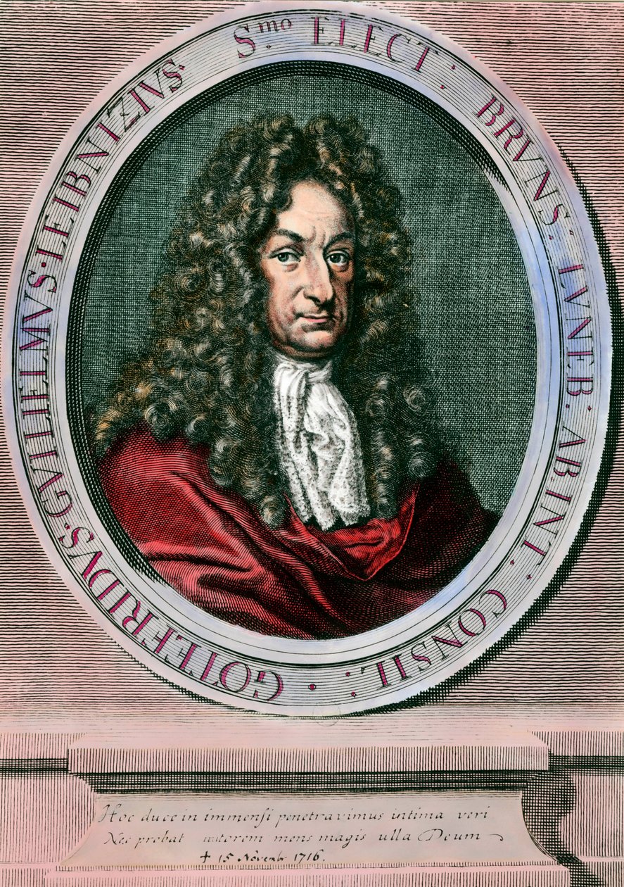 Porträtt av Gottfried Wilhelm Leibniz (1646-1716), tysk filosof och matematiker. Gravyr av 1700-talet. Privat samling av Unknown artist