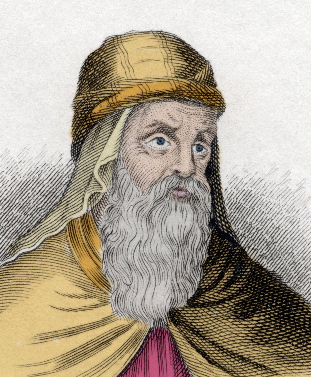 Porträtt av Gregoire de Nazianze (Naziance) (Gregory of Nazianzus), känd som den unga, eller Gregoire the Theologian (329 -390), teolog och doktor vid 1800-talets kyrkogravyr. av Unknown artist