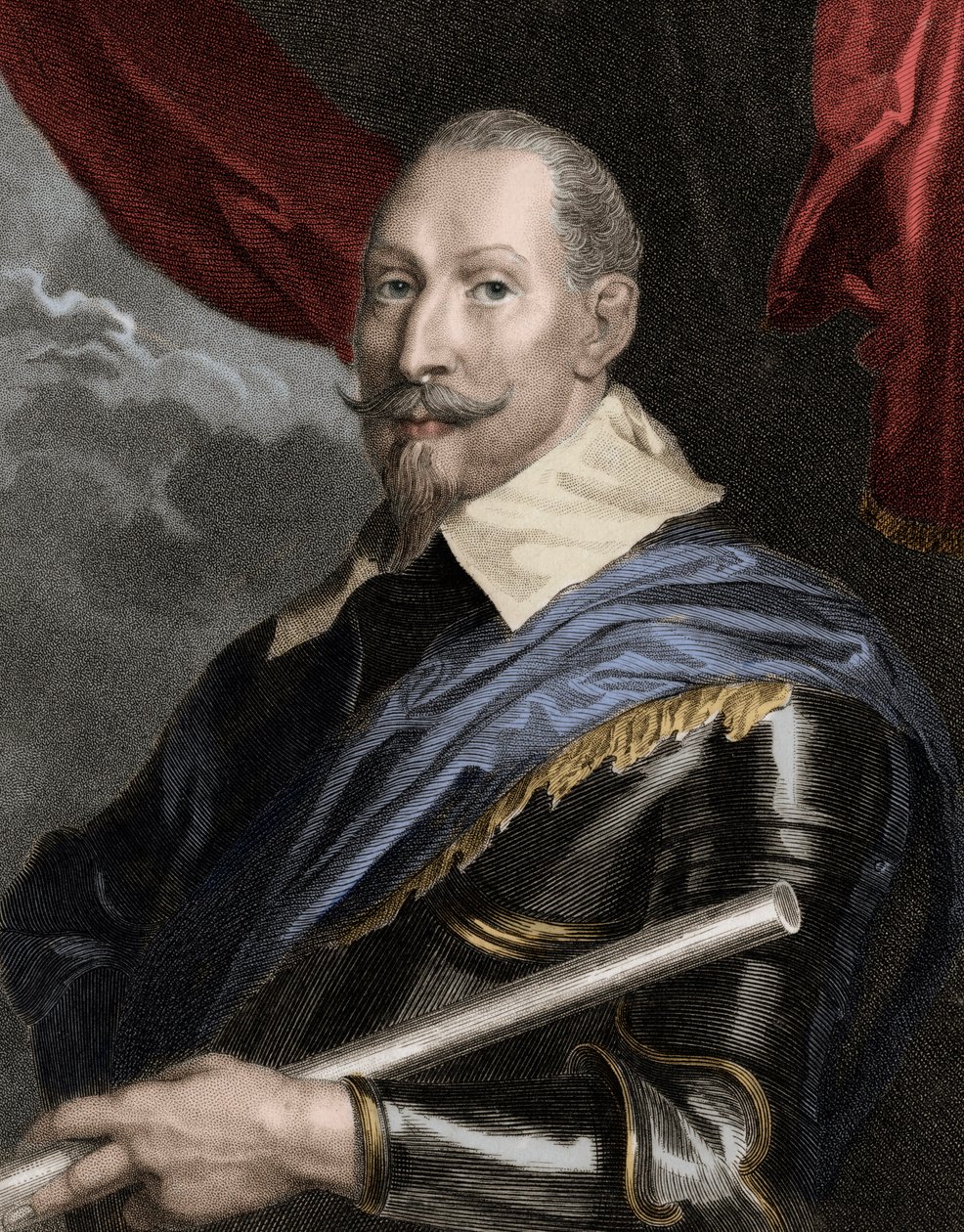 Porträtt av Gustave Adolphe II (Gustave Adolphe) (1594-1632), Sveriges kung - Gustavus Adolf II 1594-1632, Sveriges kung 1611-1632 - gravyr - 1800-talet av Unknown artist