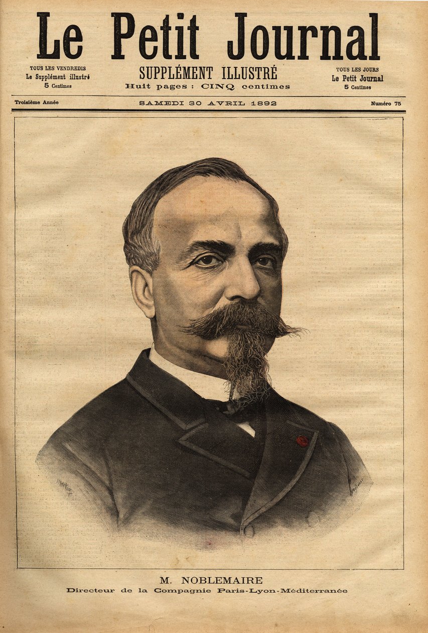 Porträtt av Gustave Noblemaire (1832-1924) som, efter att ha framgångsrikt övervakat byggandet av järnvägslinjen Alger-Oran fram till 1869, återvände till Paris för att ta över ledningen av Paris Lyon Mediterranee företaget, en position som han behöll i 26 av Unknown artist