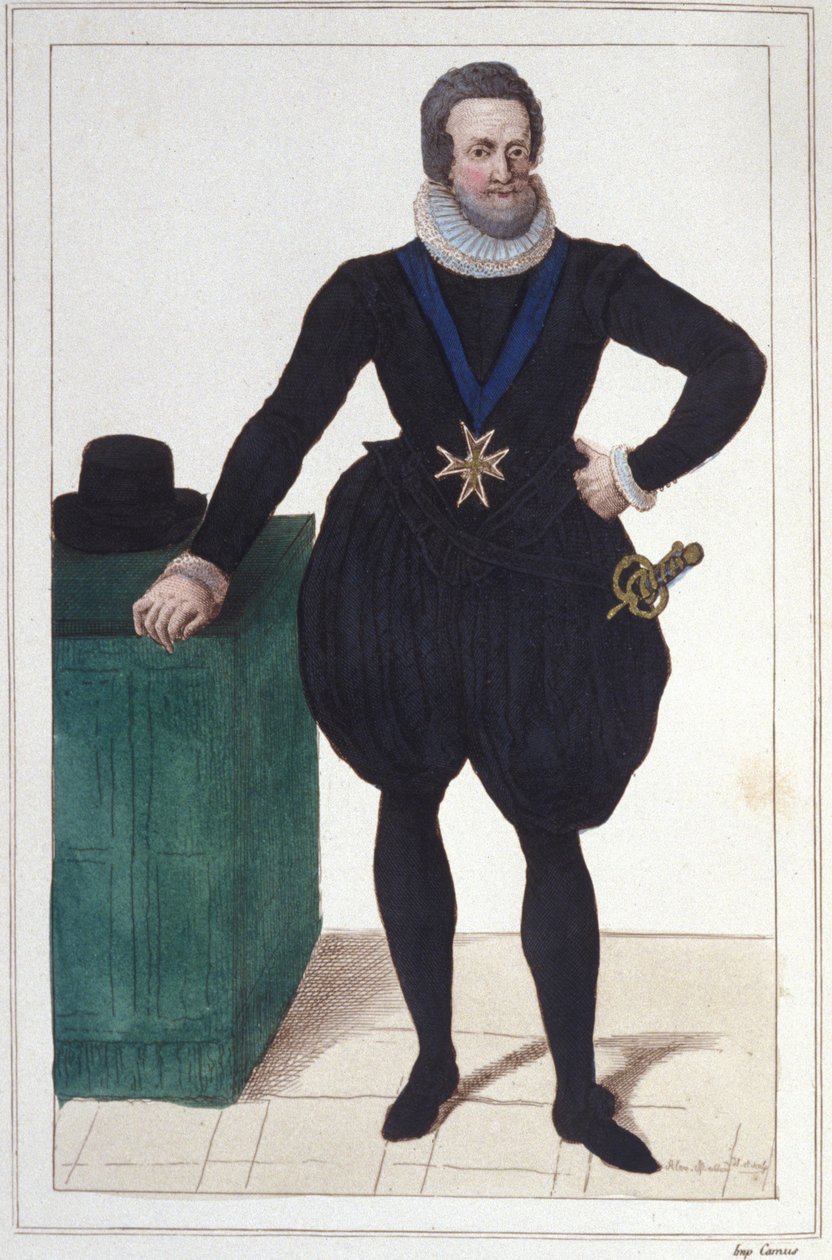 Porträtt av Henrik IV (1553-1610), kung av Frankrike Gravyr från 1830 av Unknown artist