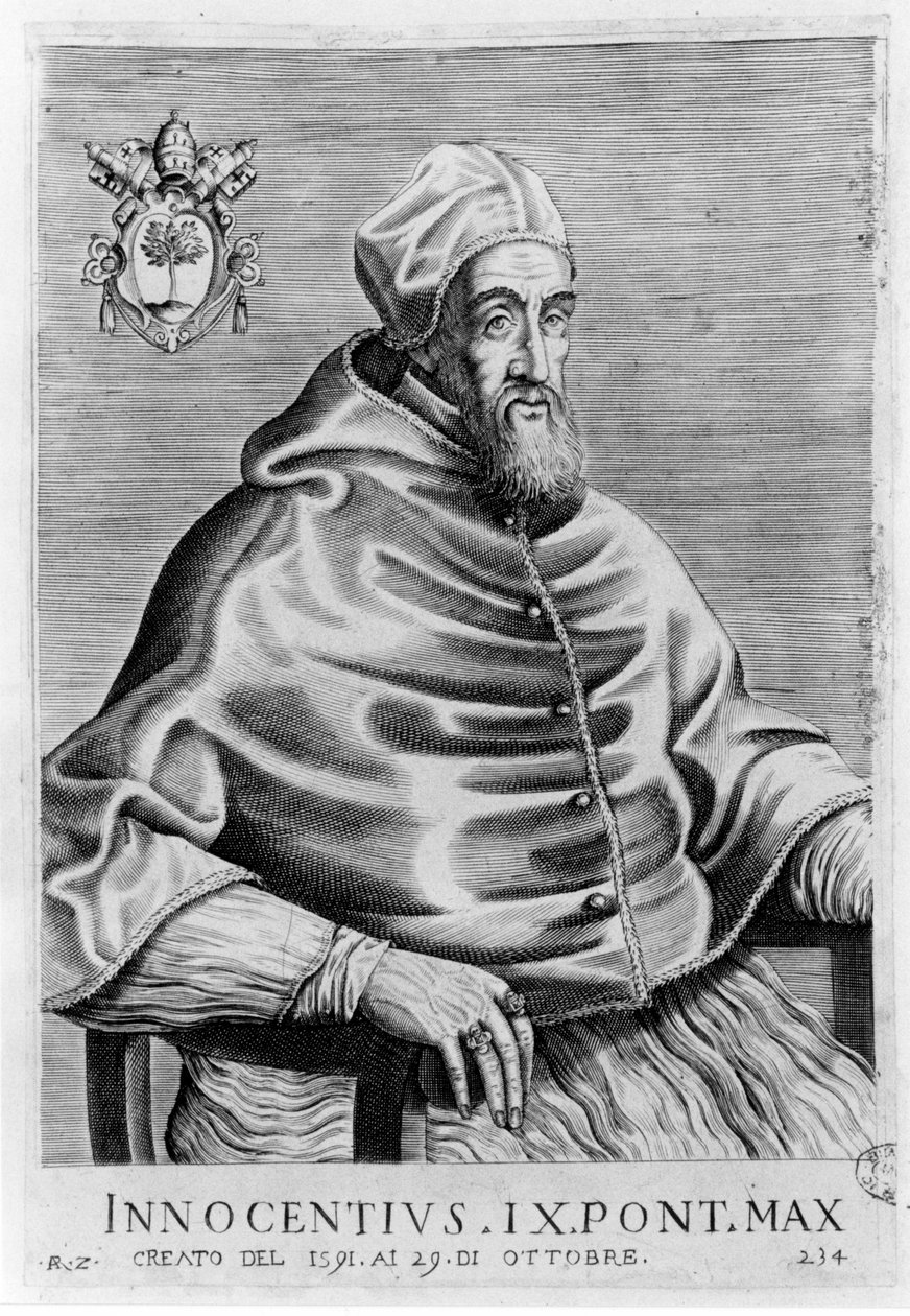 Porträtt av Innocentius IX (1519 - 1591). av Unknown artist