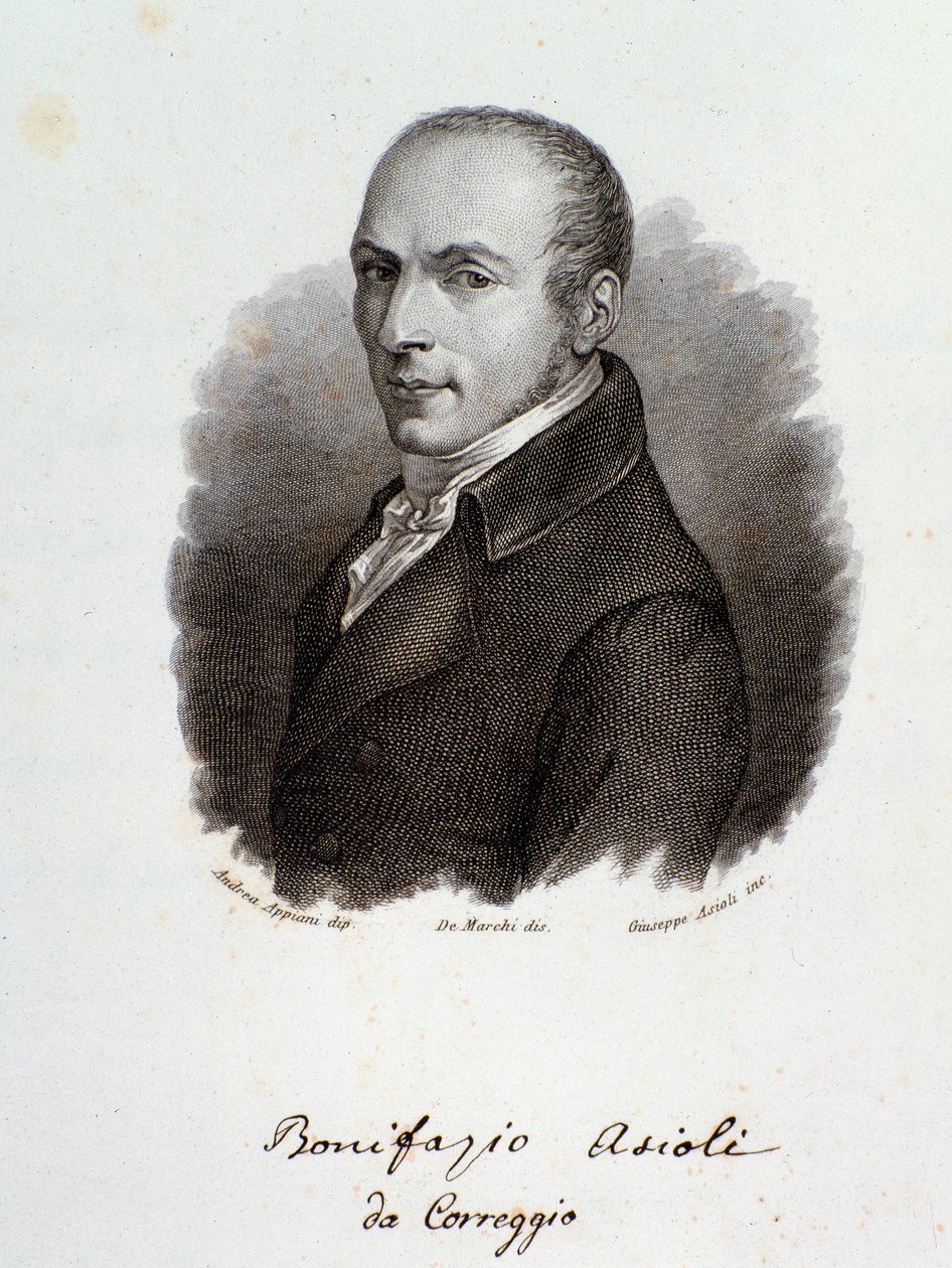 Porträtt av den italienske kompositören Bonifazio Asioli (gravyr. 1800-talet) av Unknown artist