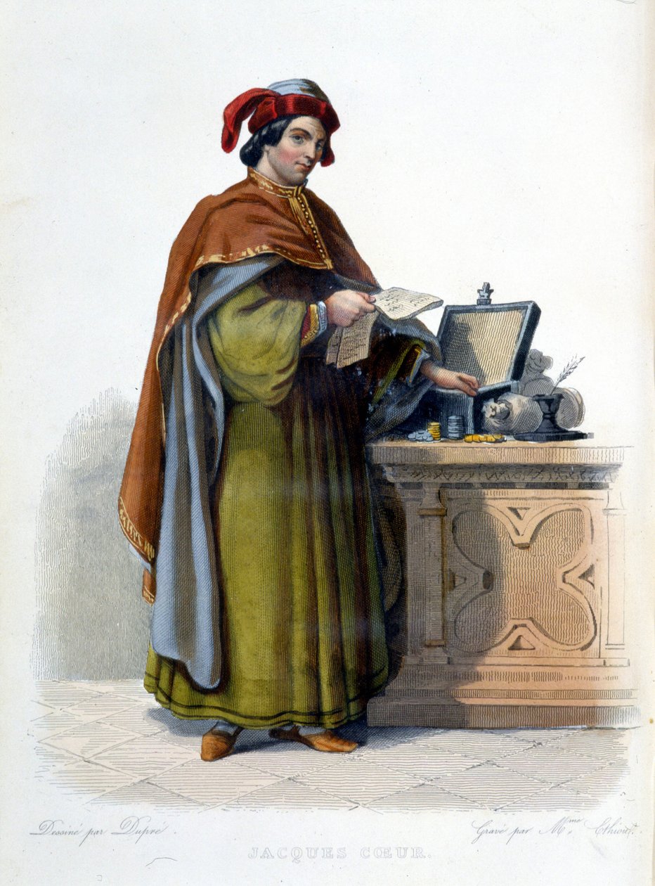 Porträtt av Jacques Coeur, fransk affärsman (1395 - 1456) - i "" Le Plutarque Français", red. Mennechet av Unknown artist