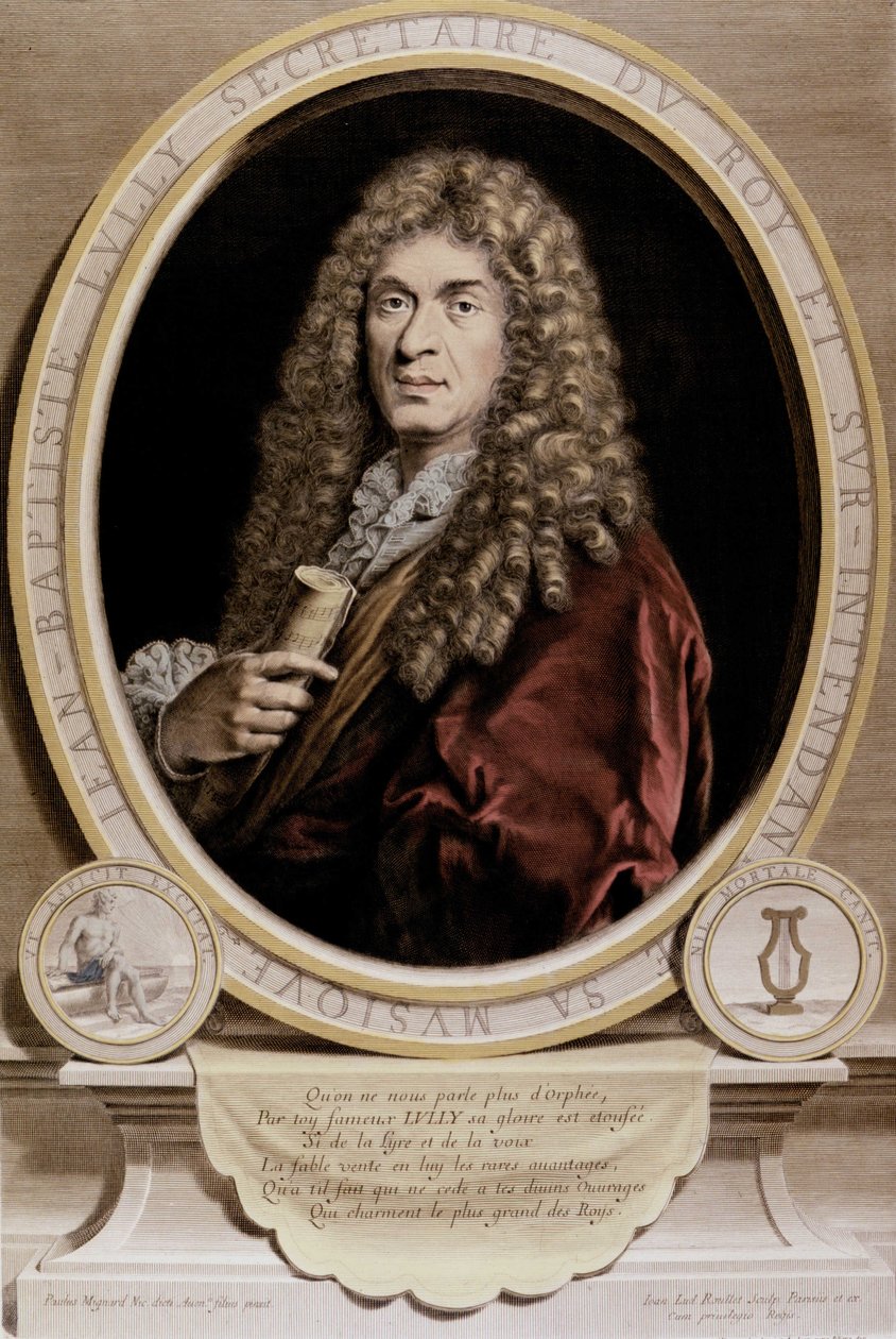 Porträtt av Jean Baptiste Lully (1632-1687). av Unknown artist