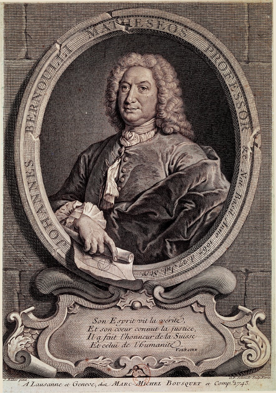 Porträtt av Jean Bernoulli (Johann Bernouilli) (1667-1748) Schweizisk matematiker och fysiker Gravyr från 1700-talet - Porträtt av Johann (Jean eller John) Bernouilli, schweizisk matematiker och fysiker. Gravyr av Unknown artist