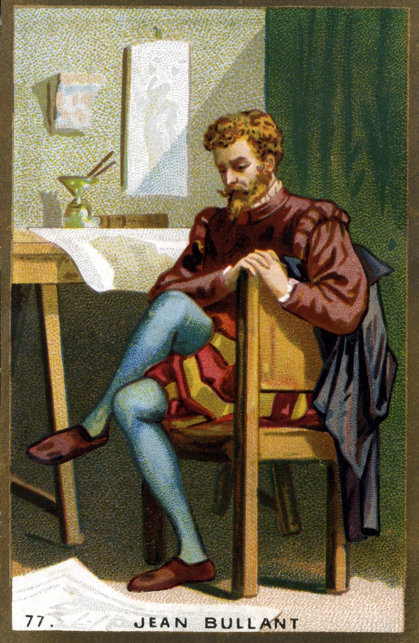 Porträtt av Jean Bullant (1520 - 1578) fransk arkitekt, designer och teoretiker. Kromolitografi av 1800-talet. av Unknown artist