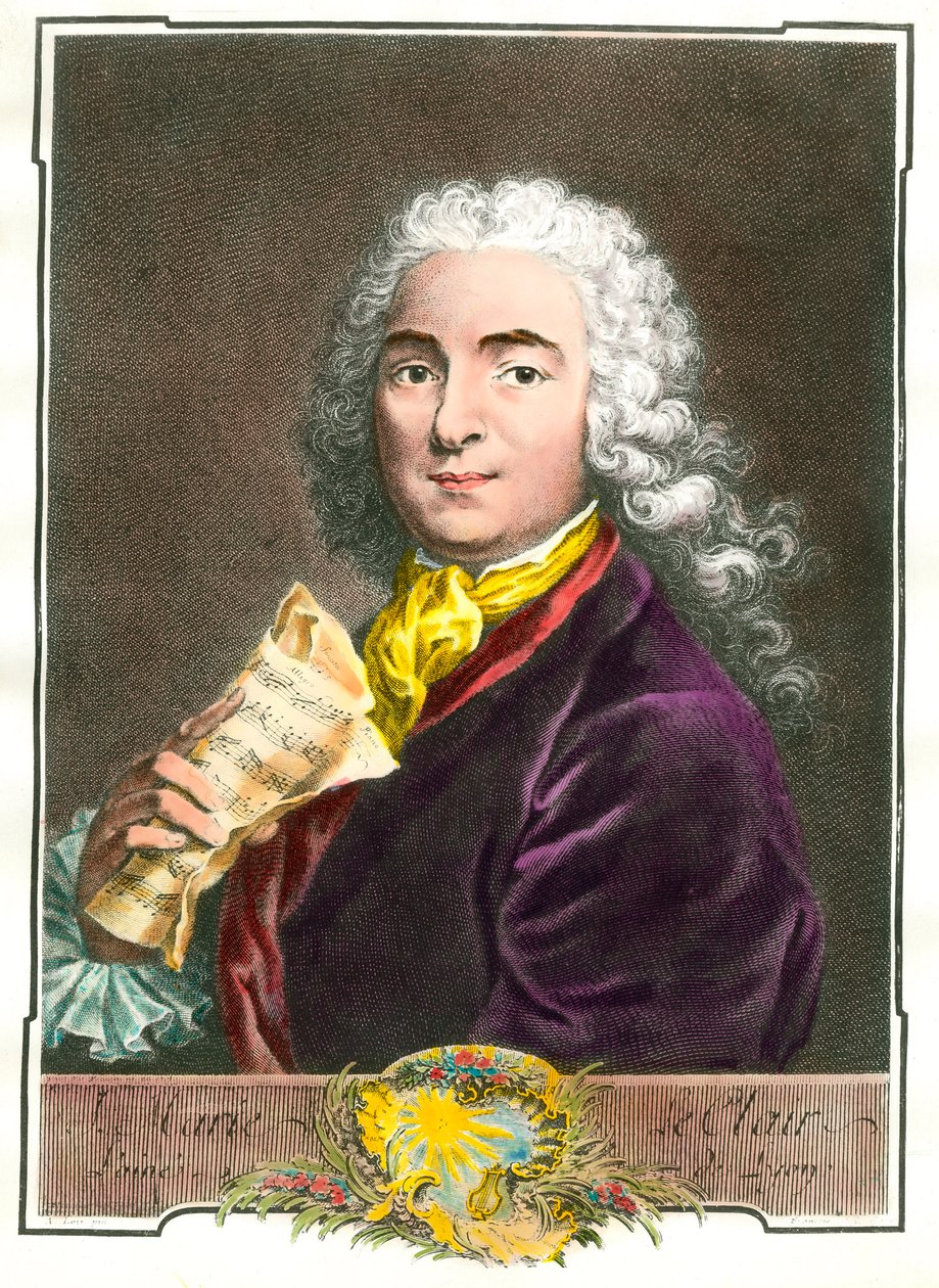 Porträtt av Jean Marie Leclair (1697-1764) musiker, kompositör och balettmästare i kungens rum. Gravyr av 1700-talet. Privat samling av Unknown artist