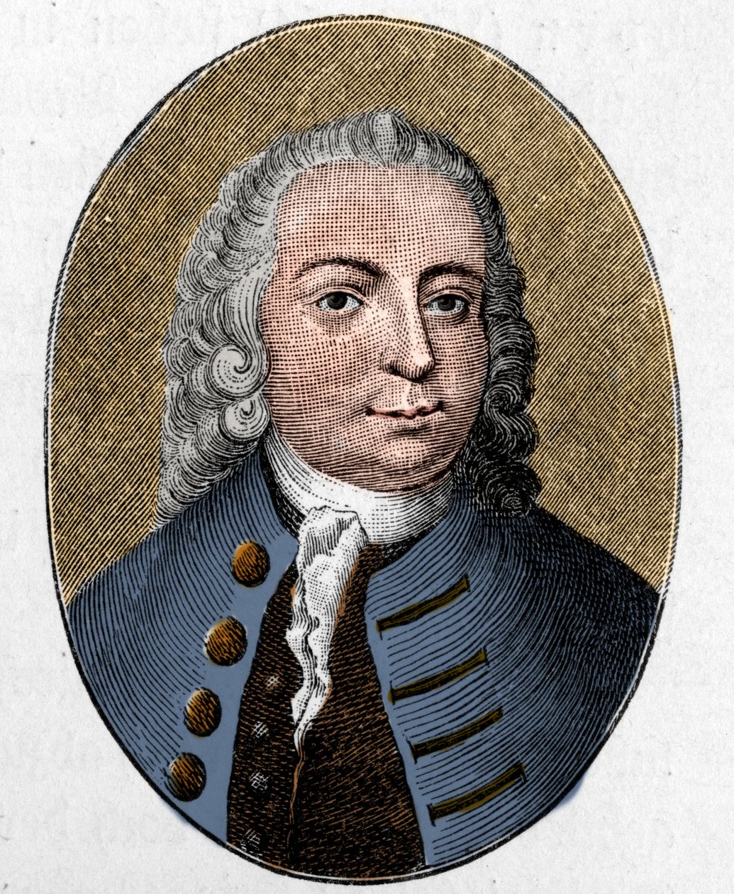 Porträtt av Johann Christian Gunther. Tysk poet (1695 - 1723). Gravyr. av Unknown artist