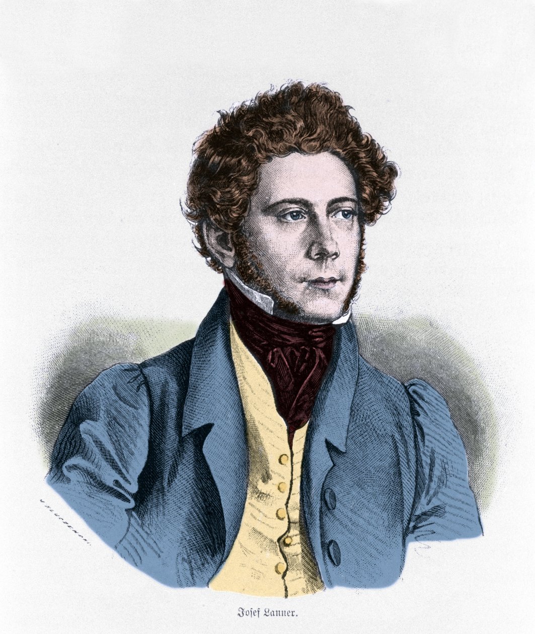 Porträtt av Joseph Lanner, österrikisk kompositör, violinist och dirigent (1801-1843). av Unknown artist