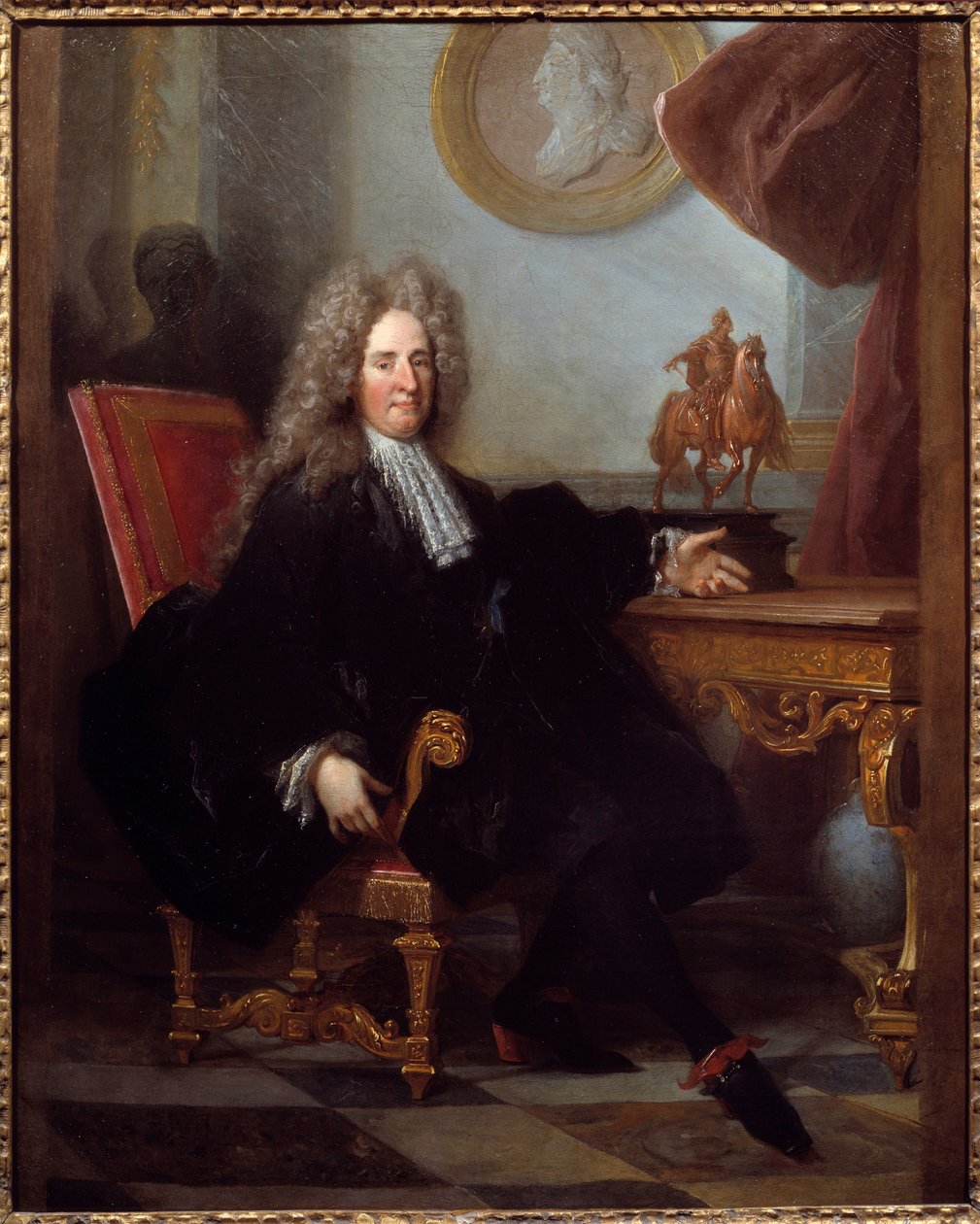 Porträtt av Jules Hardouin Mansart (1646-1708) arkitekt och föreståndare för byggnaderna av kung Ludvig XIV Anonym målning. 1700 Paris, Dekorativ konst av Unknown artist