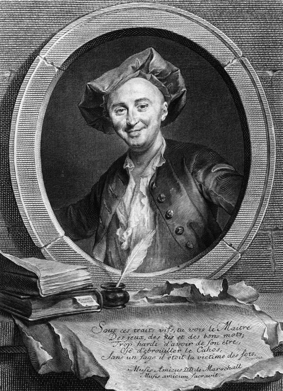 Porträtt av Julien Offray de La Mettrie (1709 - 1751) fransk läkare och filosof. av Unknown artist