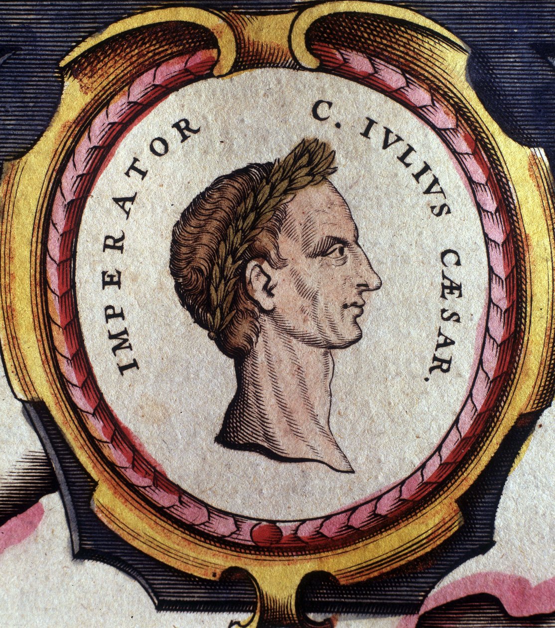 Porträtt av Julius Caesar (101 - 44 f.Kr.), romersk general och politiker. Gravyr från slutet av 1700-talet. . Milano. av Unknown artist