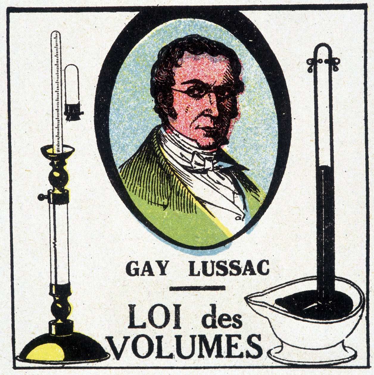 Porträtt av Louis-Joseph Gay-Lussac (Louis Joseph Gay Lussac) (1778-1818), fransk fysiker och kemist, representerad med volymlagen. av Unknown artist
