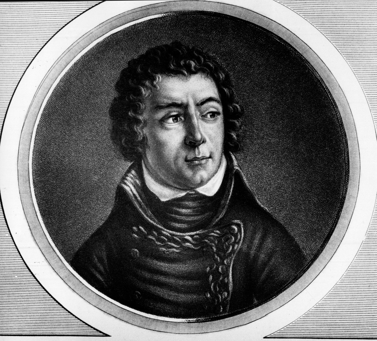 Porträtt av Louis Alexandre (Louis-Alexandre) Berthier (1753-1815), prins av Neuchatel, marskalk av Frankrike - Gravyr i ""Komplett samling av historiska målningar från den franska revolutionen, i tre volymer"" av Unknown artist