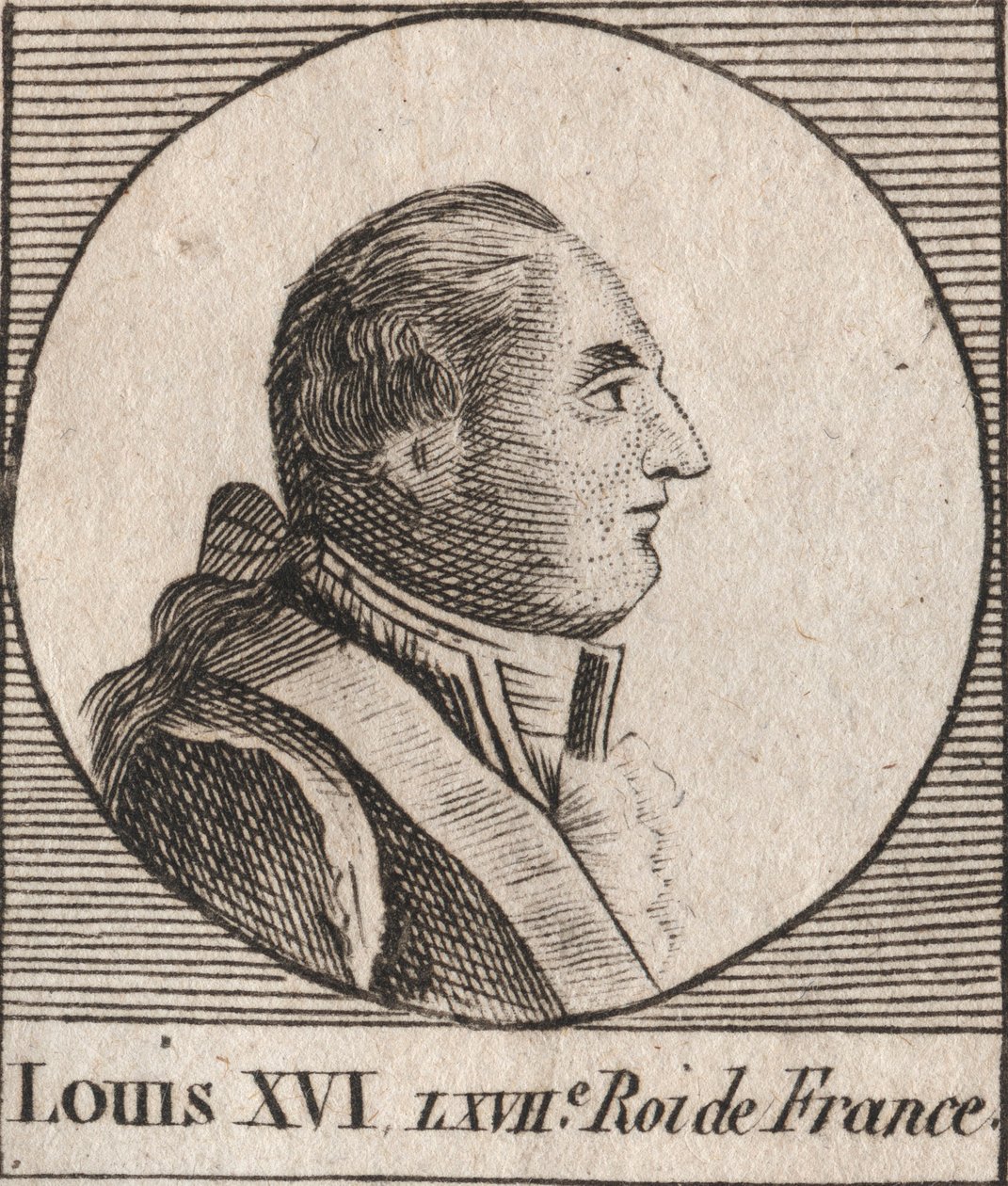 Porträtt av Ludvig XVI (1754-1793), kung av Frankrike från 1774 till 1791, sedan kung av fransmännen från 1791 till 1792 - Ludvig XVI, kung av Frankrike och Navarra från 1774 till 1791, sedan kung av fransmännen från 1791 till 1792 - gravyr från ”Instructi av Unknown artist