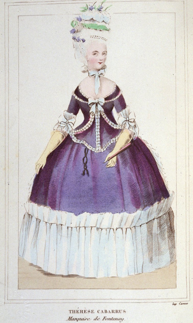 Porträtt av Mademoiselle de Fontenay eller Teresa (Theresa eller Terezia) Cabarrus, känd som Madame Tallien (Talien) (1773-1835), Marquise de Fontenay. Gravyr 1830 av Unknown artist