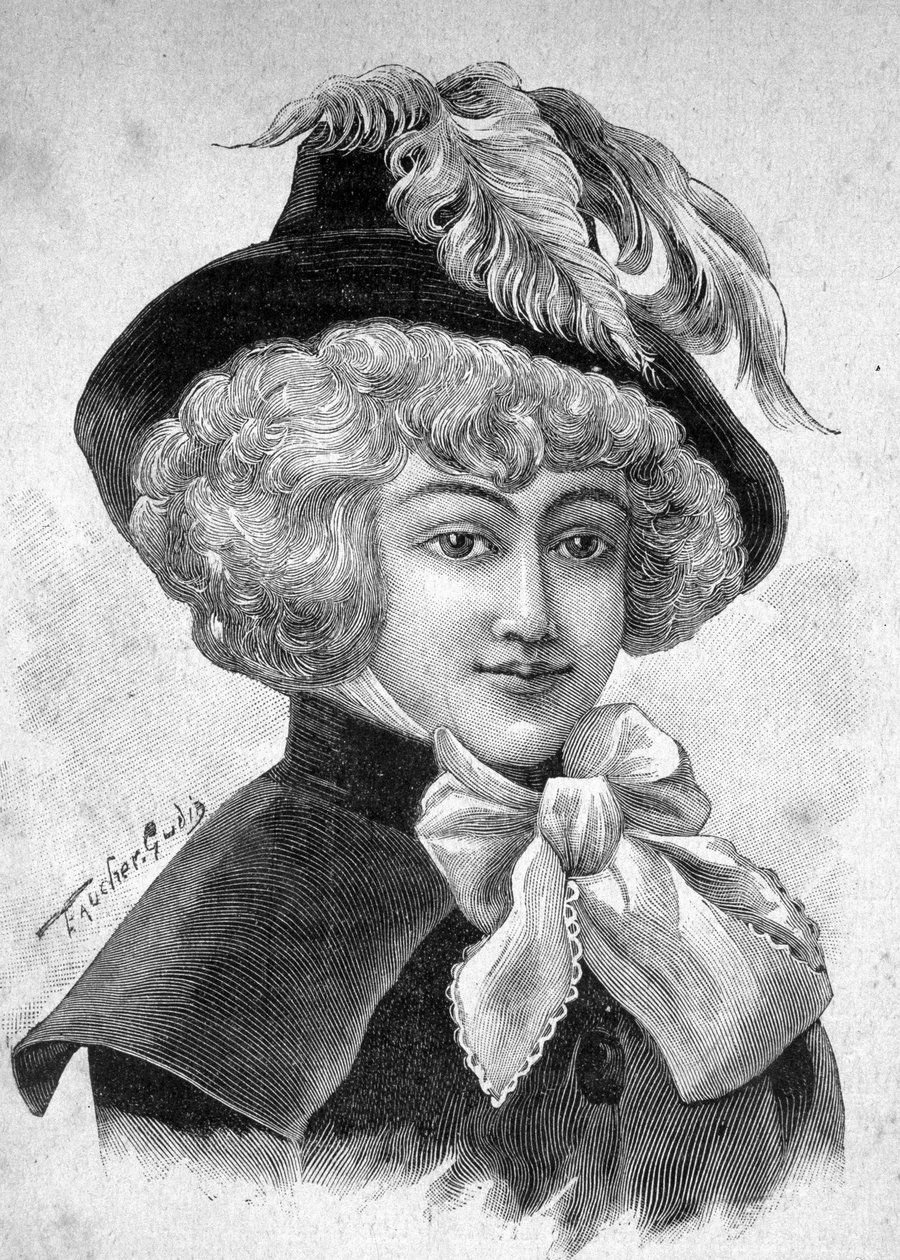 Porträtt av Mademoiselle de Fontenay eller Teresa (Theresa eller Terezia) Cabarrus, dit Madame Tallien (Talien), prinsessan av Caraman Chimay (1773 - 1835) - i "" Les Contemporains", n.d. sent 1800-tal. av Unknown artist