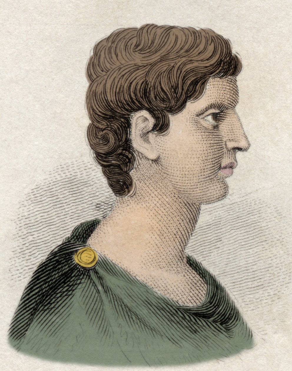 Porträtt av Marc Antoine (Marcus Antonius) general och romersk statsman (v. 83 till 30 f.Kr.). av Unknown artist