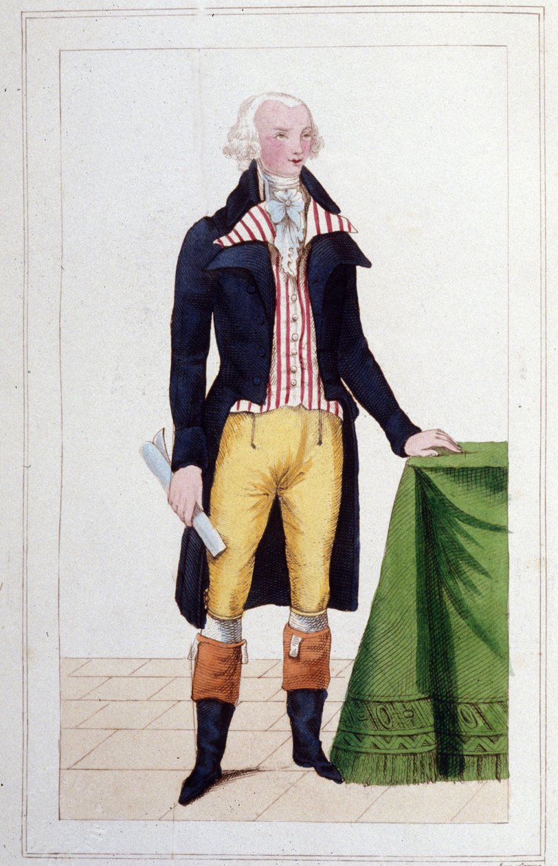Porträtt av Maximilian Robespierre (1758 - 1794) gravyr från 1830 av Unknown artist