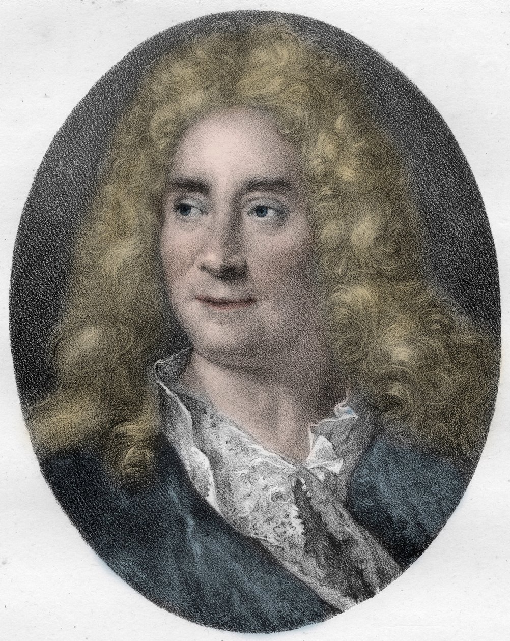 Porträtt av Michel Boyron (Michel Baron), engelsk skådespelare och dramatiker (1653-1729) - gravyr av Unknown artist