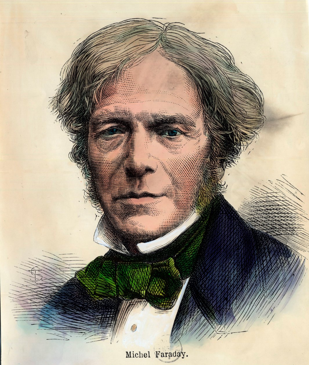 Porträtt av Michel Faraday (1791 - 1867) engelsk fysiker. Gravyr av 1800-talet. Privat samling. av Unknown artist