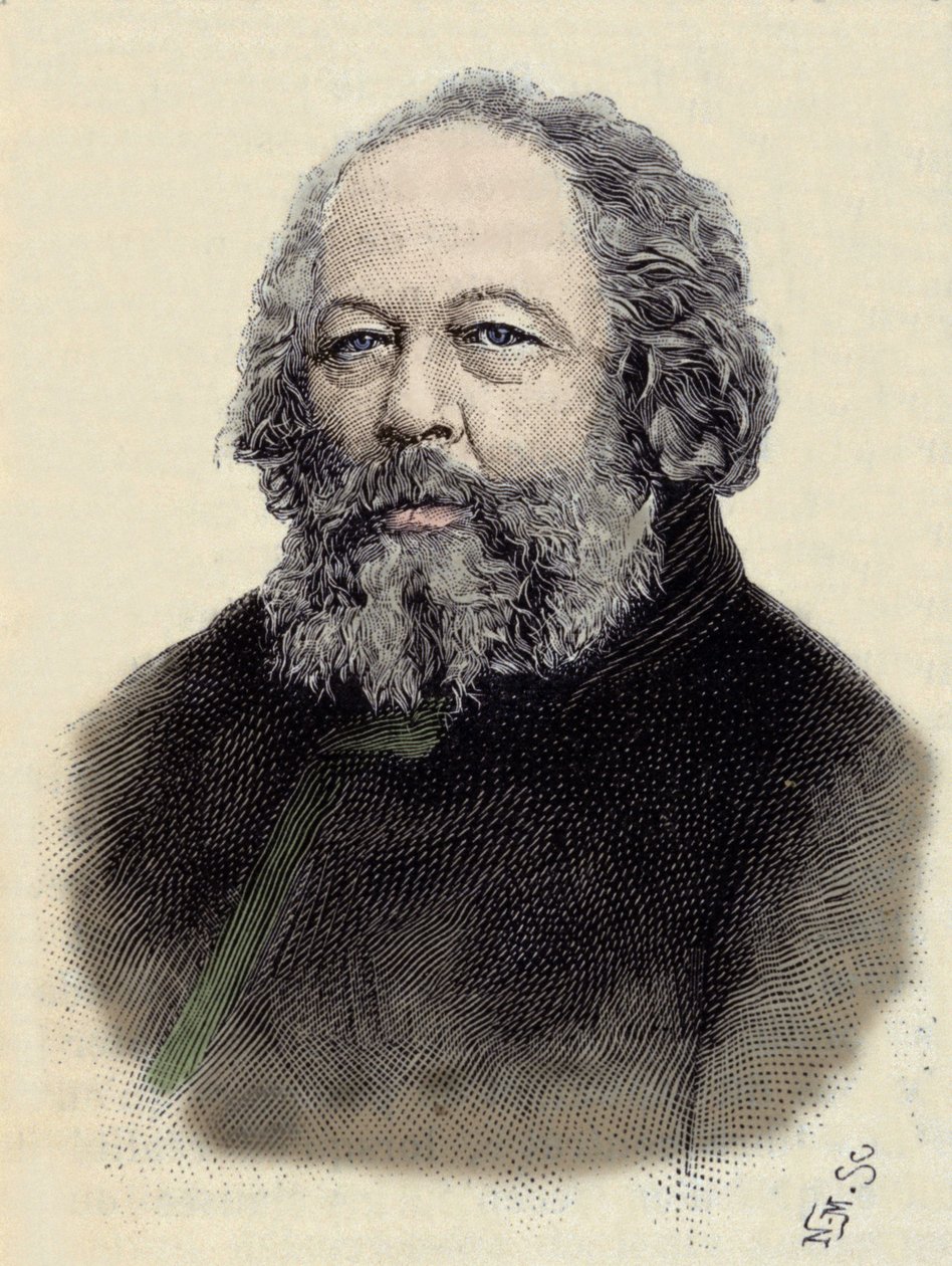 Porträtt av Mikhail Aleksandrovich Bakunin (Bakunin) (1814-1876), rysk anarkist. av Unknown artist
