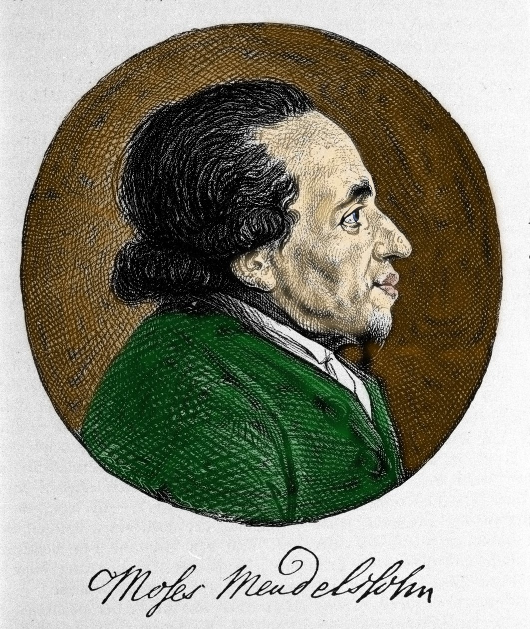 Porträtt av Moses (Moses) Mendelssohn (1729 - 1786), filosof och sann grundare av modern judendom. Farfar till musikern Felix Mendelssohn. av Unknown artist