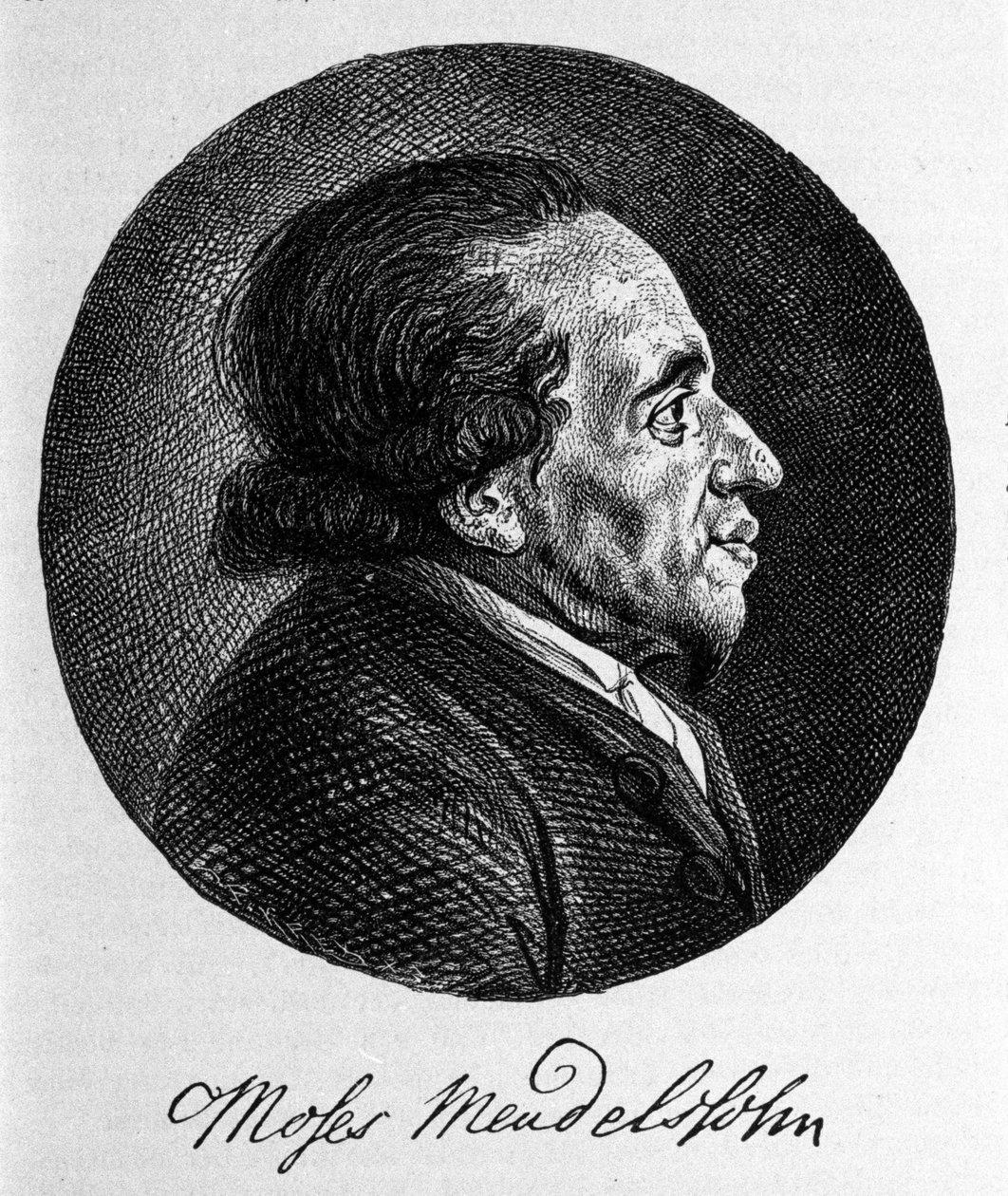 Porträtt av Moses (Moses) Mendelssohn (1729 - 1786), filosof och sann grundare av modern judendom. Farfar till musikern Felix Mendelssohn. av Unknown artist