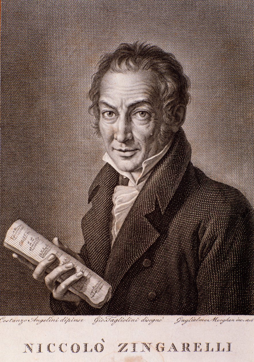 Porträtt av Nicola Antonio Zingarelli (gravyr av Unknown artist