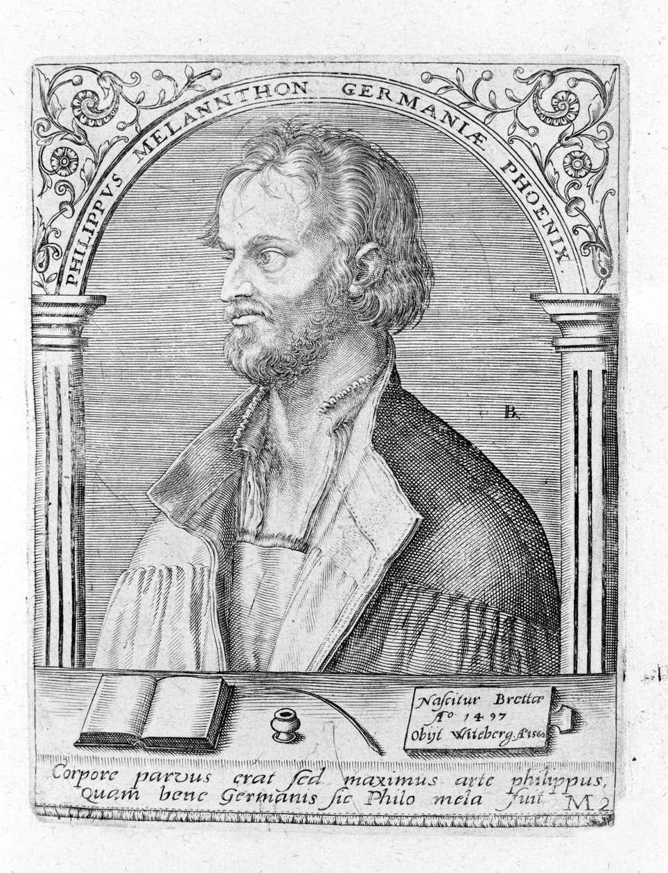 Porträtt av Philip Melanchthon (Melanchthon) (1497 - 1560), tysk religiös reformator. Gravyr. av Unknown artist