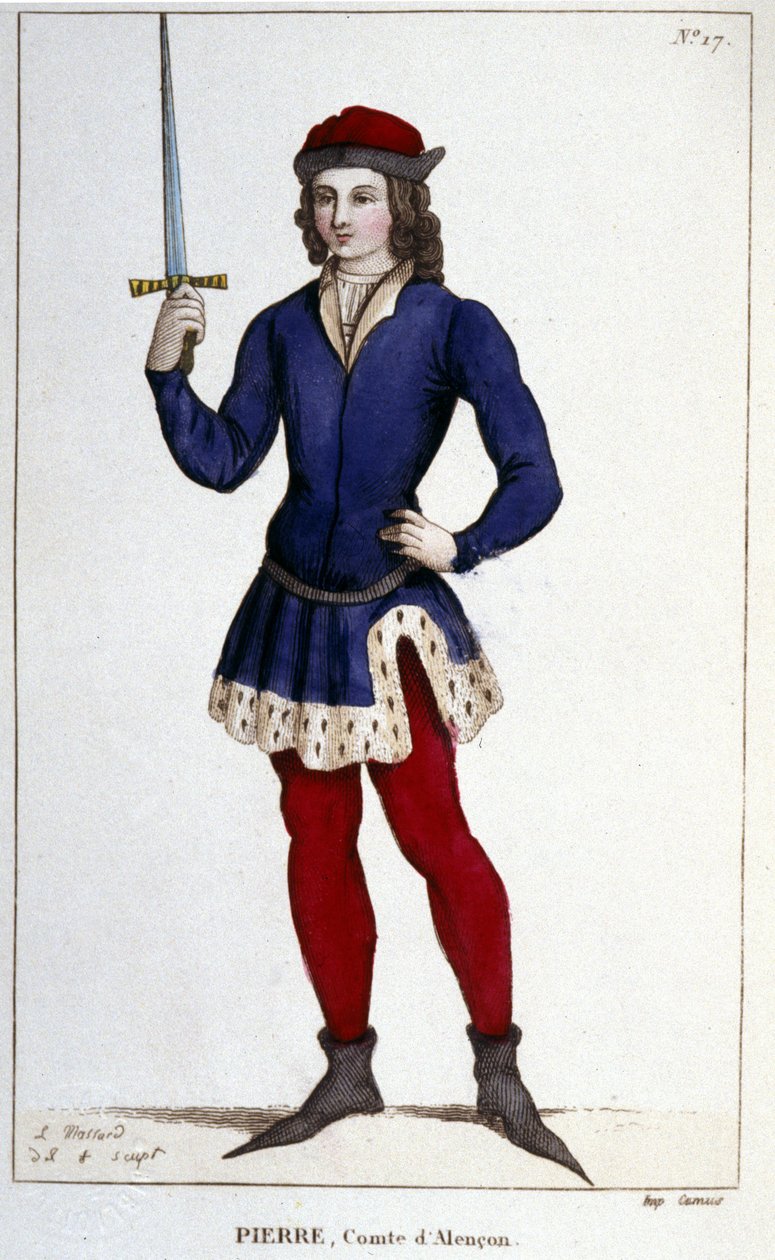 Porträtt av Pierre, greve av Alençon (1251 - 1284), gravyr från 1830. av Unknown artist