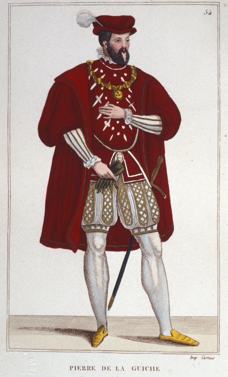 Porträtt av Pierre De la Guiche (1464-1544) (kungens riddare, rådman och kammarherre, fogde av Autun och Mâcon, ambassadör. Herre av Guiche och Chaumont) gravyr från 1830 av Unknown artist