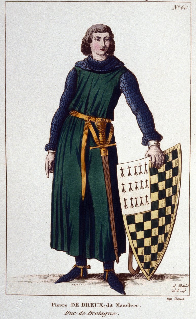 Porträtt av Pierre de Dreux, dit Mauclerc, hertig 1213. Gravyr av 1830. av Unknown artist