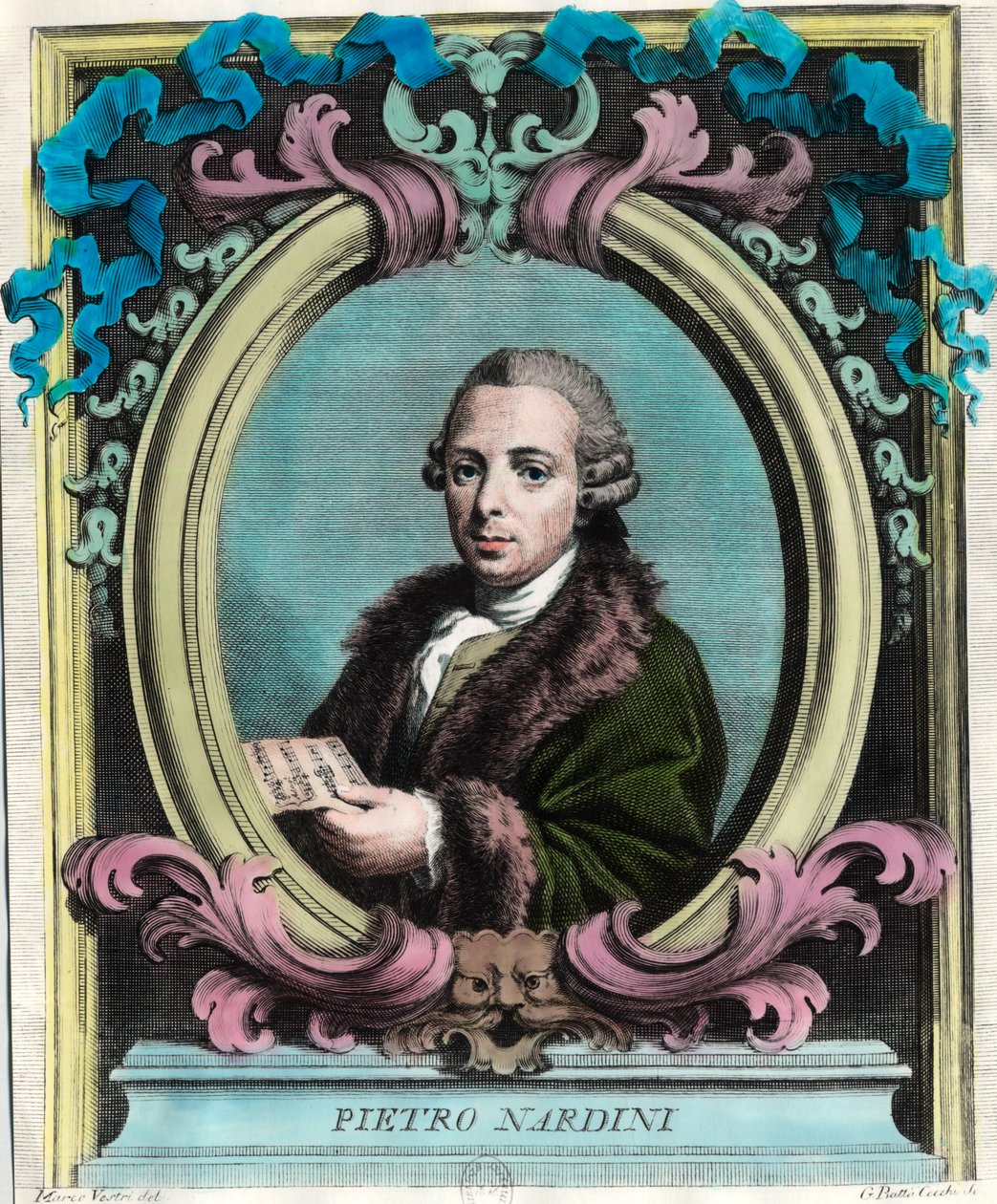 Porträtt av Pietro Nardini (1722 - 1793), italiensk violinist och kompositör. Gravyr av 1700-talet. Privat samling. av Unknown artist