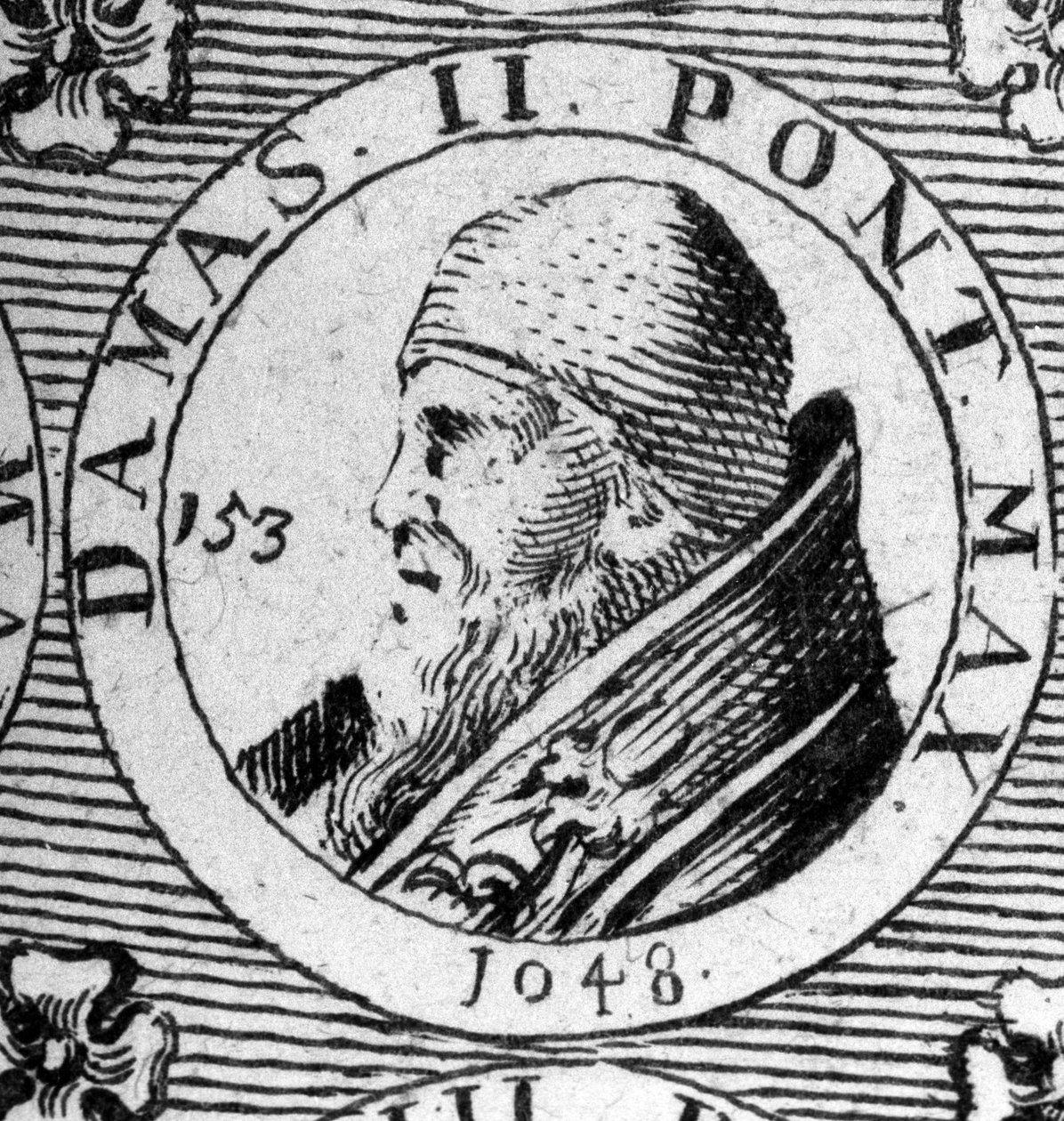Porträtt av påven Damaskus II (död 1048). av Unknown artist