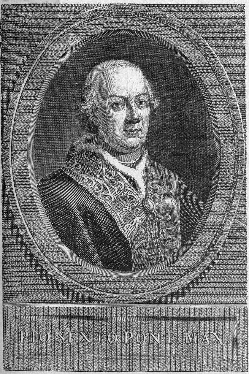 Porträtt av påven Pius VI (Pius eller Pio eller Giovanni angelo Braschi) (1775-1799). av Unknown artist