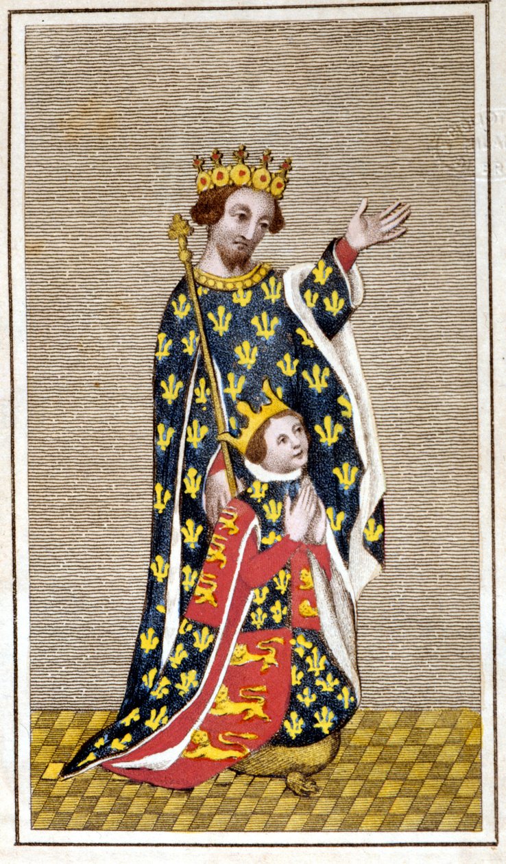 Porträtt av Richard III (1452 - 1485) barn och hans far Richard av York. Gravyr från slutet av 1700-talet. Biblioteca di Brera, Milano. av Unknown artist