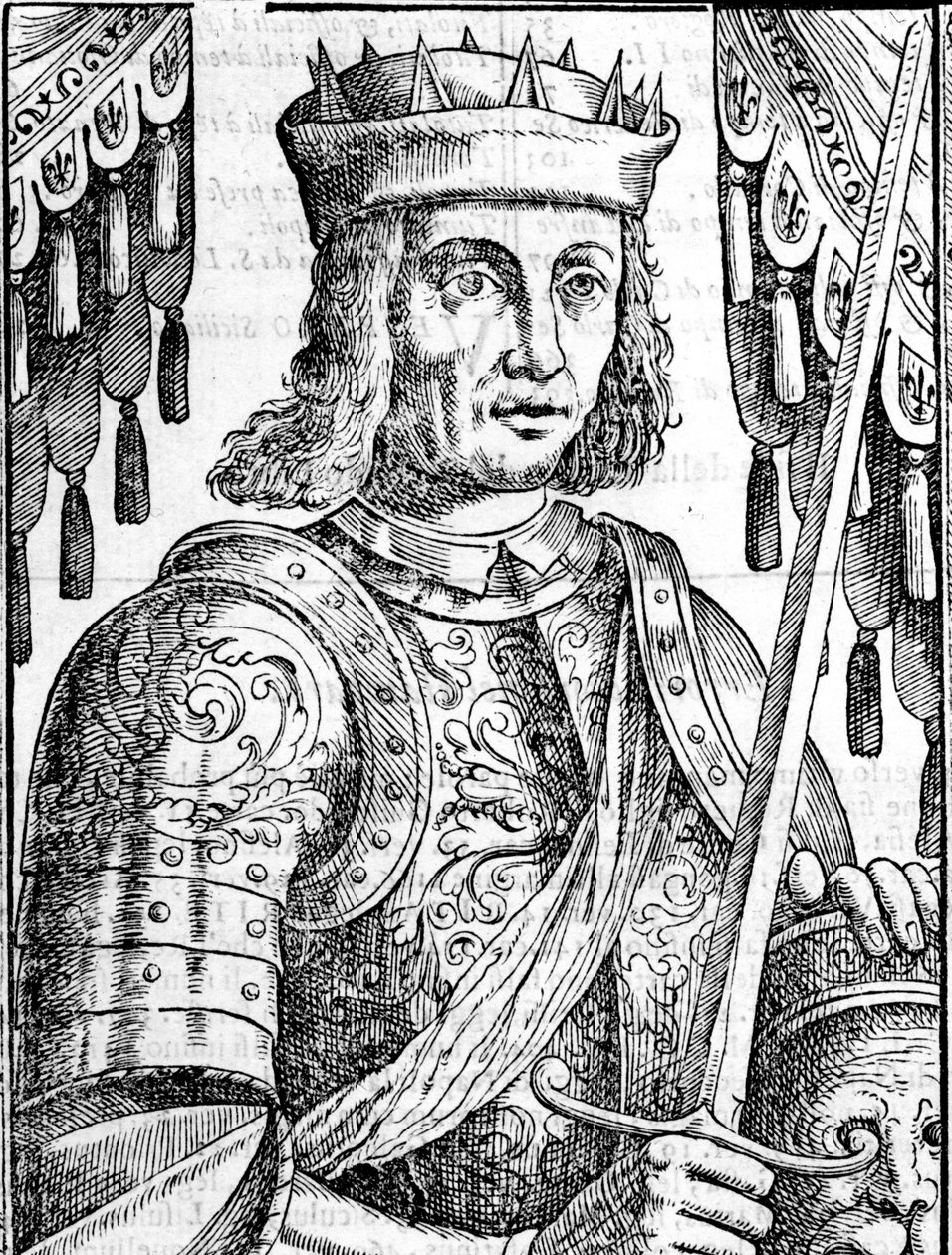 Porträtt av Roger II av Hauteville (Ruggero Altavilla) (1097-1154), grundare av monarkin på Sicilien. Xilografi av 1500-talet. av Unknown artist
