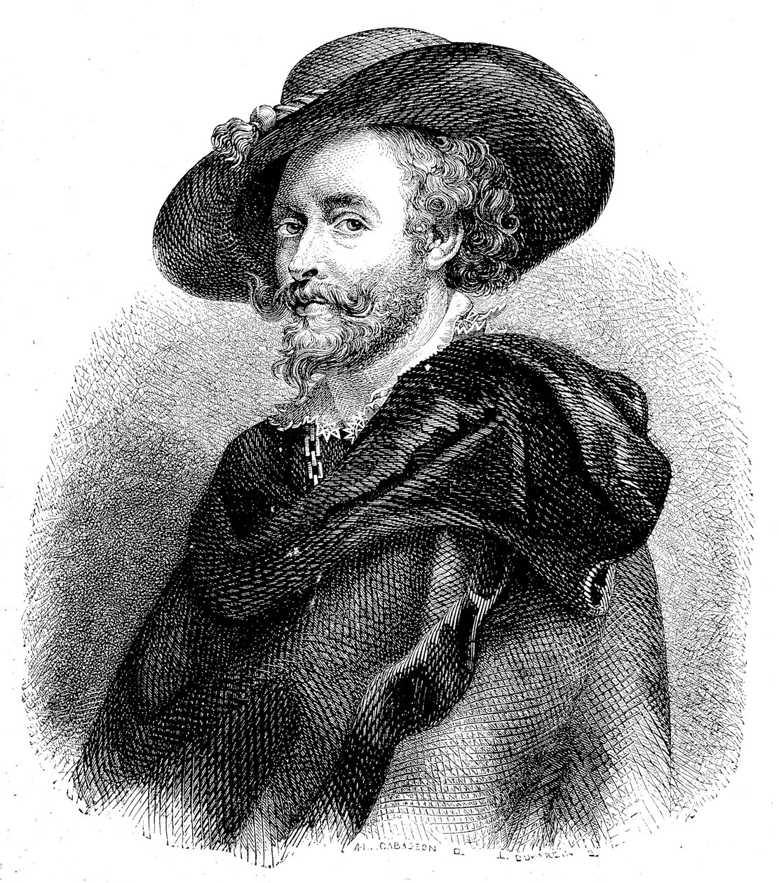Porträtt av Sir Peter Paul Rubens (1577-1640) (gravyr) av Unknown artist