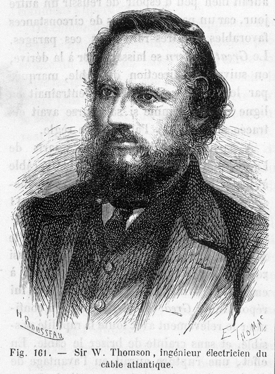 Porträtt av Sir William Thomson, Lord Kelvin (1824-1907) - i ""The wonders of science"" av Louis Figuier av Unknown artist
