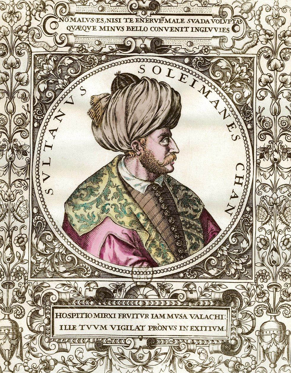 Porträtt av Soliman den storartade (1494 - 1566) Sultan Ottoman. Gravyr från 1500-talet. Privat samling. av Unknown artist